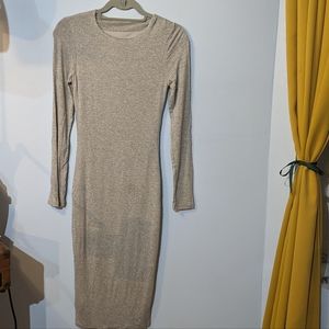 Long Sleeve Grey Body Con Dress - Size XS/S